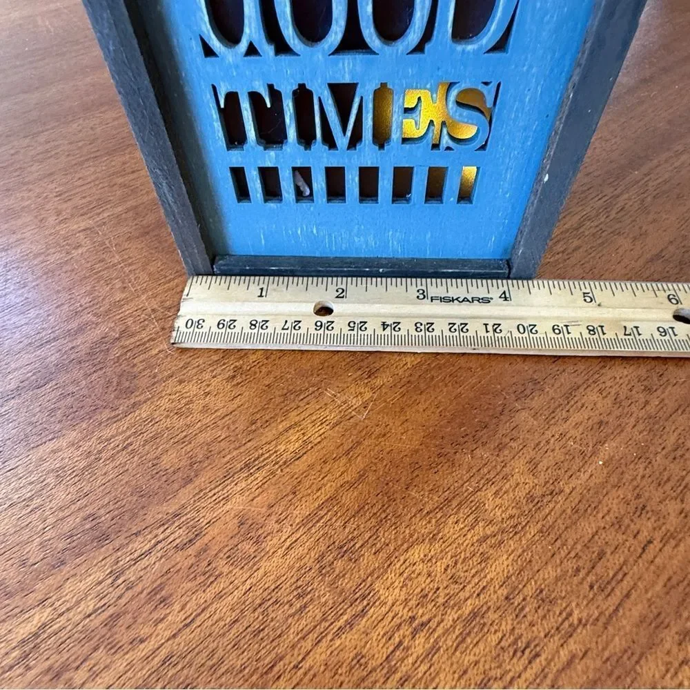 NWT Blue Brown Lighted Wine Box Rope Handle “Good Friends Good Wines Good Times“